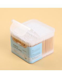 Square Clamshell Box Bamboo Cotton Swabs 500pcs