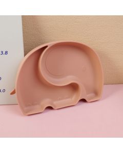 Elephant Silicone Silicone Plate With Compartments - Pink