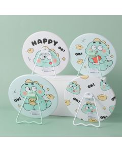 Happy Cute Dinosaur Series-Round Table Mirror With Holder