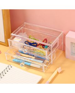 Diamond Pattern Handle Double-Layer Drawer Storage Box