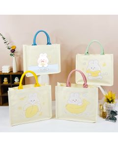 Cute Rabbit With Banana Series Canvas Coated Shoulder Bag
