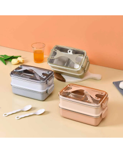 Stainless Steel Double-Layer Insulated Portable Lunch Box-1200ml