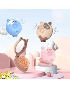 Kitten Cartoon Style Folding Comb With Mirror