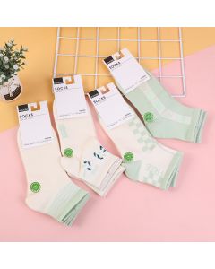 Women's Casual Green Mid-Calf Socks-Two Pairs