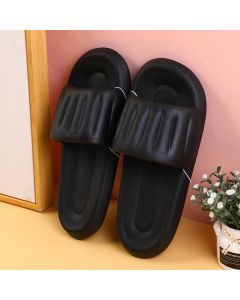 Silent Anti-Slip Vertical Strip Men's Household Slippers Size 40-41-Black