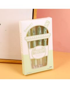 Green Grape Milk Tea Gel Pen 4pcs-Black