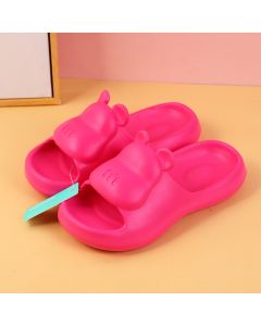 Cute Little Bear With Letter M Women's Slippers Size 36-37-Rose Red