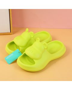 Cute Little Bear With Letter M Women's Slippers Size 38-39-Green