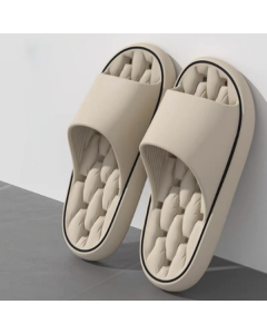 Men's Bathroom Slippers With Black Edge And Holes Size 44-45 (Khaki)