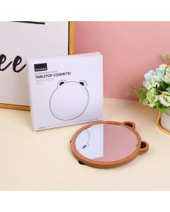 Wooden Bear Head Tabletop Cosmetic Mirror