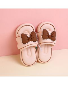 Bowknot Women's Household Slippers With Colored Outline-Apricot (40-41)