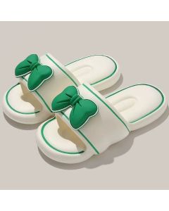 Bowknot Women's Household Slippers With Colored Outline-Cream White (36-37)