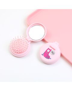 Tomarmon Series Foldable Mirror Comb-Pink