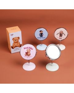 Teddy Island Series Round Relief 3-Inch Small Table Mirror