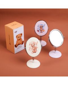Teddy Island Series Oval Relief 3-Inch Small Table Mirror