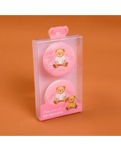 Teddy Island Series Velvet Dry Powder Puff 2pcs-Pink