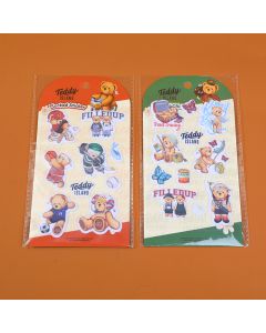 Teddy Island Series Happy Diary Flocking Stickers