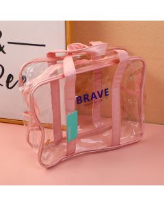 Transparent Portable Medium Toiletry Bag-Pink