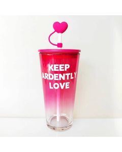 Heart Straw Glass Cup-600ml