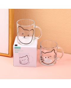 Cartoon Glass Cup With Handle-320ml