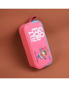 Tomarmon Series Pencil Case With Double Zipper-Rose Red