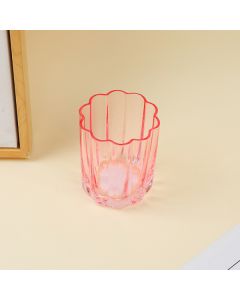 Floral Rim Glass Cup-Small (Pink)