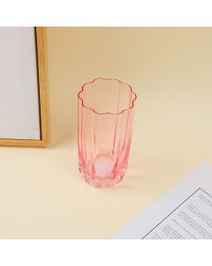 Floral Rim Glass Cup-Large (Pink)