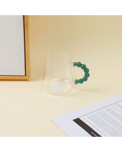 Glass Cup With Beads Handle