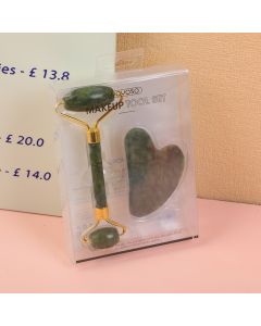 Jade Green Gua Sha Tool And Roller Massager Set