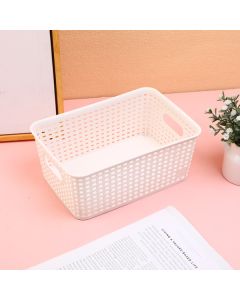 Checkered Faux Rattan Storage Basket