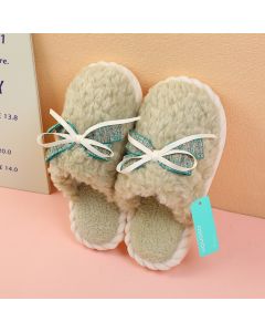 Sweet Ribbon Bow Ladies Slippers Green 36-37 Yards