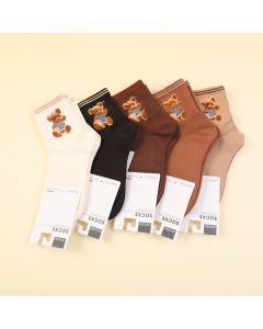 New Fashion Color Bear Women's Mid-Calf Cotton Socks