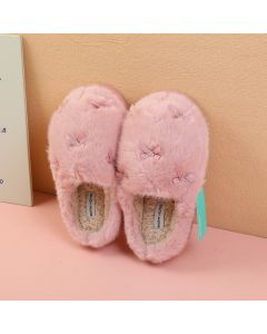Romantic Little Bow Women's Cotton Slippers Pink 36-37