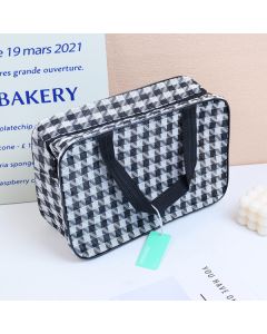 Plaid Patterned Wash-Up Cosmetic Bag (Large)