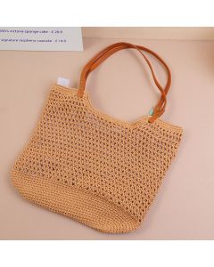 Cotton Cord Shoulder Bag-Coffee Color