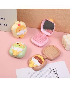 Cute Square Folding Mirror Comb