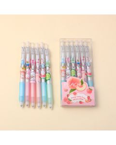 Orange Series Fruit Gel Pen 6pcs -Black Refill