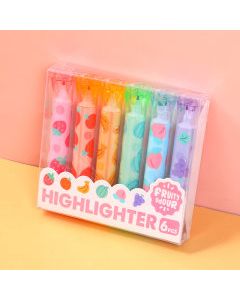 Fruit Flavored Candy Double-End Highlighter 6pcs